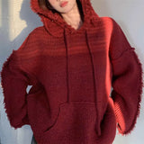 Zingj Hoodie Lazy Red Sweater Women's 2024 Autumn / Winter New Loose Head Sweater Design Sense Top Tide-Outfit
