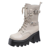 Size 35-422025 Spring New Thick-Bottomed Martin Boots Raised High-Pine Cake Bottom Locomotive