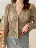 Zingj Korean Summer New Design Feel Hollowed-Out Long-Sleeved Pure Desire Knitted Cardigan Sunscreen Dress