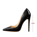 Onlymaker Women's Pumps Pointed Toe 10 12CM Pumps Slip-OnThin Heels Patent Leather Party Wedding Office Lady Big Size