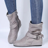 Zingj Medium Tube Buckle Women's Boots Autumn And Winter Ankle Boots Large Size Women's Boots Womens Boots- Outfit