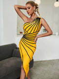 Dress 2022 New Women's Party Dress Elegant Sexy High Quality Nude One Shoulder Bodycon Dress Club Summer Fashion