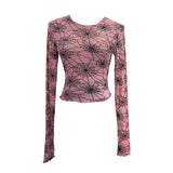 Spider-Web Yarn Velvet Perspective Bottom Shirt Dark T-Shirt T-Shirt Short Long-Sleeved T-Shirt Top