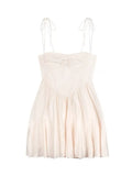 Elegant White Female Mini Dress 2022 Summer Party Festival Cute Sexy French Romantic Chiffon Spaghetti Starp Dress