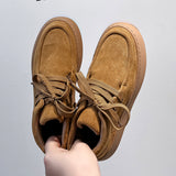 Zingj New Men And Korean Version Fashion Martens British Retro Frosted Leather Platform Work-Wear Plate Shoes