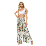 New Boho Print High Waist Belted Beachwear Loose Pants Summer Vacation Women Clothing Beach Wear Swim Suit Cover Up