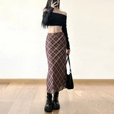 Autumn New Women's College Style Retro Print Repair Height Waist Open