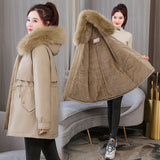 Fashion Temperament In The Long Down Cotton Clothes Female New Warm Wool Collar Cotton-Padded Jacket Korean Version Of The Thickened Coat Original Sheet-Outfit