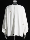 Korean Version Of The Personalized Street Wind 2025 Summer New Hole Design Loose Round Collar Long Sleeves Solid Color Jacket Woman