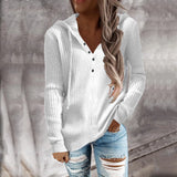 Zingj Winter New Stripe Casual Hoodie Loose Sweater Open Collar Long Sleeve Sweater Woman-Outfit