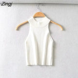 Style Summer New sexy Ladies tops 2021 Slim Crop Elastic Solid Color Narrow Shoulder Vest black tops women tank