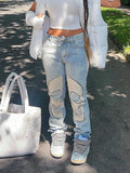 Vintage Printed Jeans Women High Waist Y2K Streetwear 90S Baggy Jeans Pants Denim Trousers Harajuku Cargo Straight