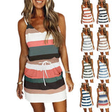 Summer Women's Loose Printed Striped Camisole Long