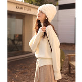 Stand Collar Sweater 2022 Winter Korean Fashion Chic Long Sleeve Pullover Gentle Warm Knitwears Women Clothing