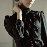 5XL Womens Lolita Princess Blouses Ladies Elegant Casual Loose Long Sleeve Shirts Female Tops Party Office