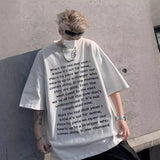 High Street Loose Letter Print Short-Sleeved T-Shirt Man Hip-Hop Pure Cotton Half-Sleeved