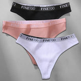 3PCS/Set M-XL Women's Thong Cotton Female Underpants Letter Waist Underwear Sexy Women's Panties Lingerie Thongs