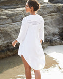 Bikini Cover-ups Long White Tunic Casual Summer Beach Dress Elegant Women Plus Size Beach Wear Swim Suit Cover Up 211-0-Outfit