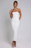 Solid Strapless Bodycon Midi Dress-Outfit