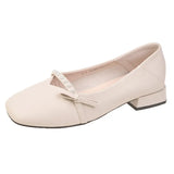 Zingj Head Dou Dou Shoes Female Spring 2024 New Shallow Mouth Thick Heel Pedal Two Wear Shallow Mouth Women's Single Shoes Casual Versatile-Outfit