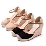 Cm Baotou Water Table Slope Heli Shoes Hemp Rope Grass Mat Weaving High Heel Sandals Mary Jane Large-Size Thick-Soled