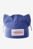 Logo Patched Cute Ear Beanie Hat- Outfit