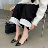 Heels Transparent Love Noodles Spring And Summer New Matching Color Thin-Heeled Women's Shoes Korean Version Of Shallow Mouth Baotou Semi-Pointed Women's