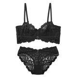 Top High Quality Bra Set Lingerie Push Up Brassiere Lace Embroidery Underwear Set Sexy Ultra-thin Cup For Women