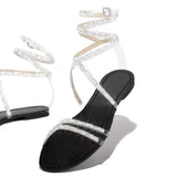 Women's 2025 Summer New Flat Bottom Water Drill Tied With Sandals Large Women's
