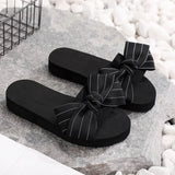 Women Summer Stripe Beach Sandals Slipper Indoor Outdoor Flip-flops Beach Shoes Fashion Female Casual Bow