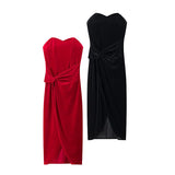 Knotted Tectared Dress 2025 Spring And Summer Party Body-Outwear Fan Flute