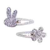Pcs/lot New Girls Cute Rabbit Flower Hair Clips Sweet BB Glitter Hairpins Barrettes Headwear Fashion Hair Accessories For