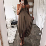 Summer Sexy Spaghetti Straps Women's Maxi Dress 2020 Fashion Solid Sleeveless Beach Split Robe Lady Midi Dress Plus