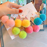 Pcs/lot Small Solid Double Fur Ball Elastic Hair Bands For Cute Girls Boutique Hair Ropes Ties Headwear Kids Hair