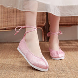 Zingj Shoes Round Head Woven Brocade Ming Made Ancient Style Ancient Costume Flat Shoes Summer Women's Single
