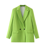New Pure Color Double-Breasted Loose Casual Suit Jacket In