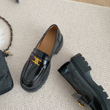 De Triphal Spring 2025 New Soft Leather Foot Pedal Thick Sole Metal Buckle Retro British Style Small Leather