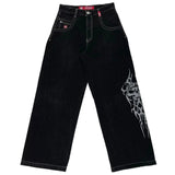Hip-Hop Rock Embroidered Loose Jeans Y2k Street Retro Harahara Wide-Legged Straight
