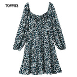 2021 New Women Sexy Dresses Long Sleeve Button Flowers Print Casual Ladies Mini Ladies