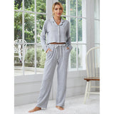 Zingj Women's Pajamas Autumn And Winter Thick Long-Sleeved Cardigan Trousers Two Sets Of Home