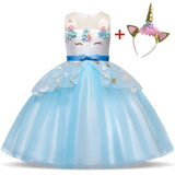Unicorn Dress Princess Christmas Costume Birthday Party Dress Rainbow New Year Costume Christmas Kids Dresses For
