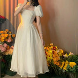 French Style Women Elegent Party Prom Midi Dress Female Fashion Fairy Chic A Line Clothes