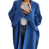 And Winter Long Cardigan Pure Color Women's Knit Fashion Holiday Sweater Coat