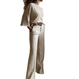 Zingj New 2023 Summer Bat Shirt Top Design Sense Slightly La Suit Pants Suit-Outfit