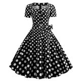 Spring Solid Color Party Flare Women Dress With Button Retro Robe De Cocktail Summer 50s 60s Tunic Swing Rockabilly