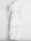 Elegance Dress Female Summer 2025 New High Sense Splicing Lace Side Embroidery Hollow Skirt