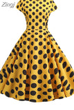 Polka Dot Print Women Summer Dress Vintage Swing Rockabilly Robe Femme Elegant Party