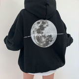 Vintage Moon Print Oversized Pullover HoodieOutfit