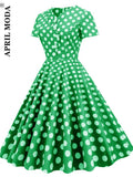 Retro Style High Waist Sexy V-Neck Wrap Polka Dot Flare Dresses Women Summer Midi Gowns Elegant Party Cotton Vintage