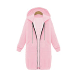 2020 Autumn Winter Long Sleeve Women's Hooded Zipper Cardigan Sweater Casual Straight Solid Pocket Ladies Long